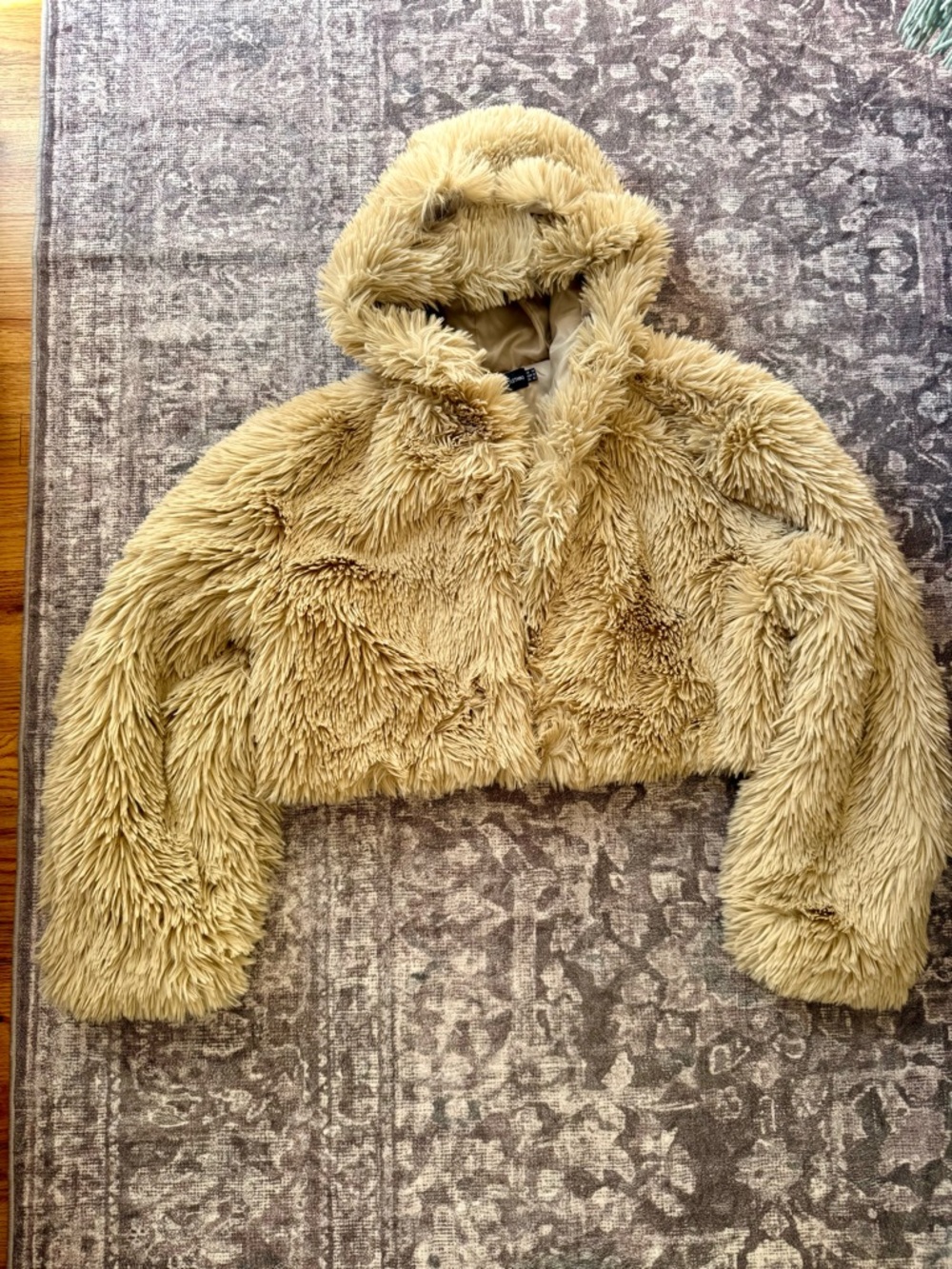 Crop lined teddy bear jacket